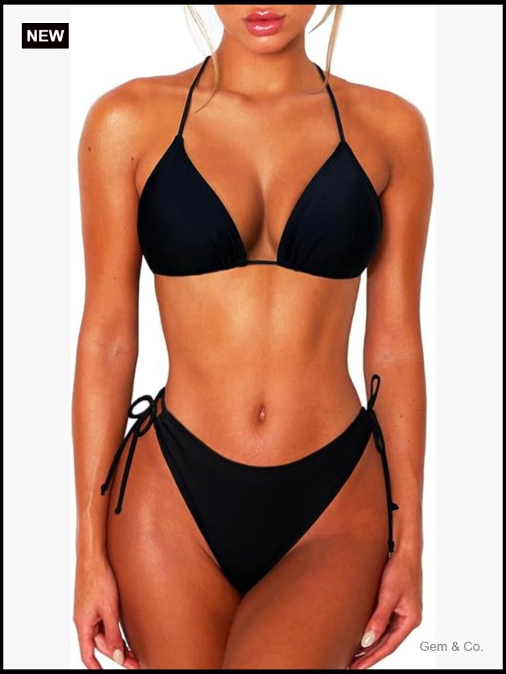 Women's 2 Piece Triangle Halter Bikini Set with Removable Pads